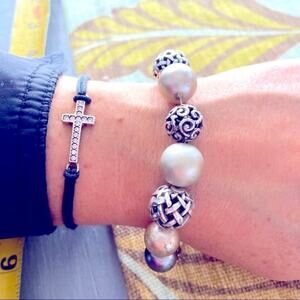 Brighton Faux Pearl Silver Tone Bracelet